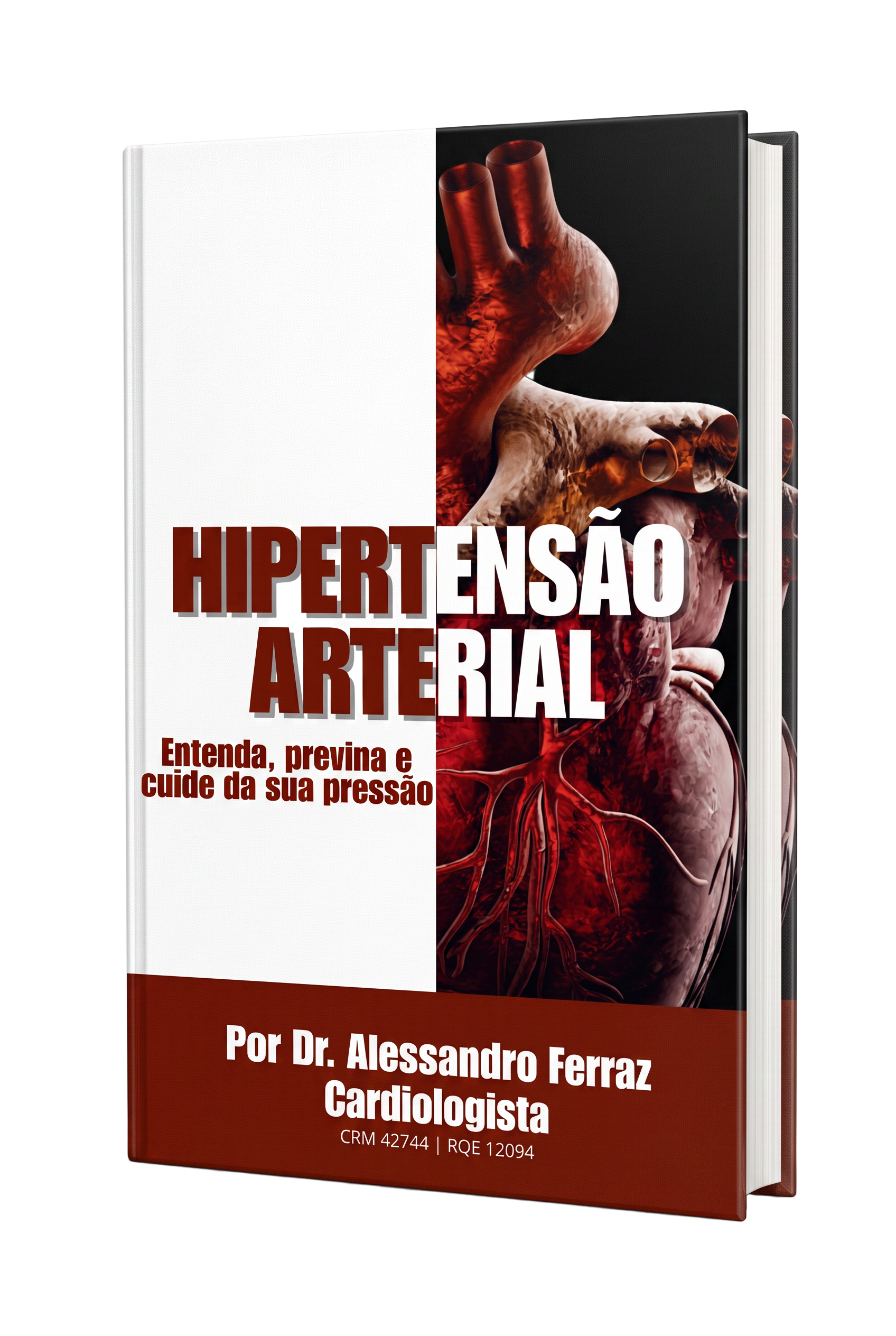 Mockup 3D do Mini eBook Hipertensão Arterial — Dr. Alessandro Ferraz